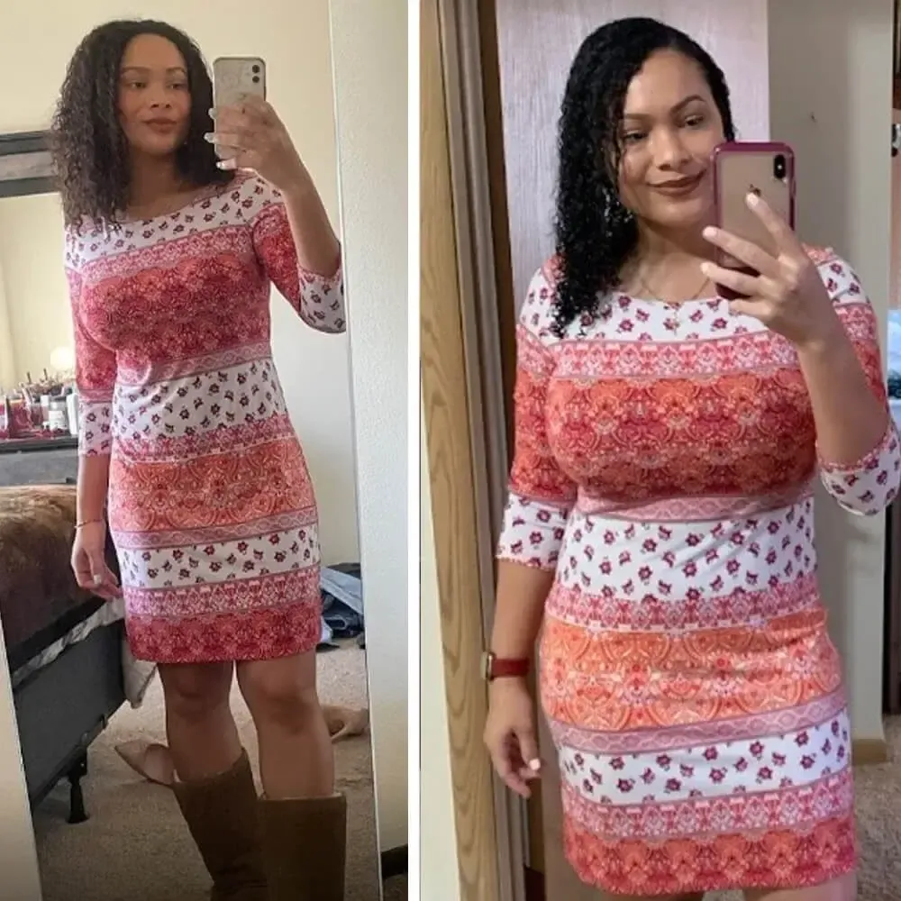 Kathie-Lee P. before and after — Lost 20 lbs & feels amazing