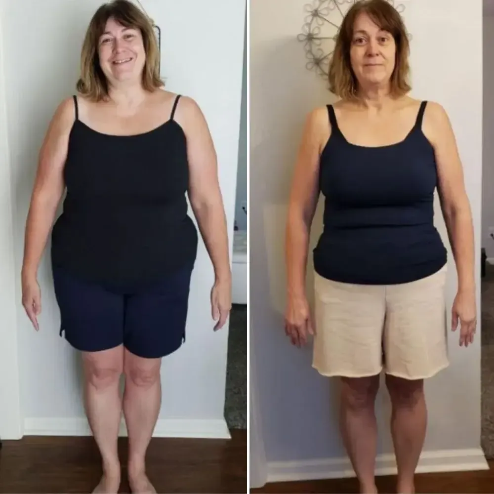 Michelle F. before and after — Lost 40 lbs & 7 inches