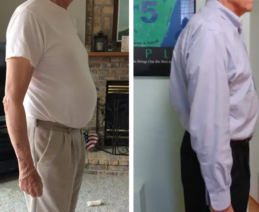 Andrew B. before and after — Lost 23.5 lbs & 10 inches in 9 weeks