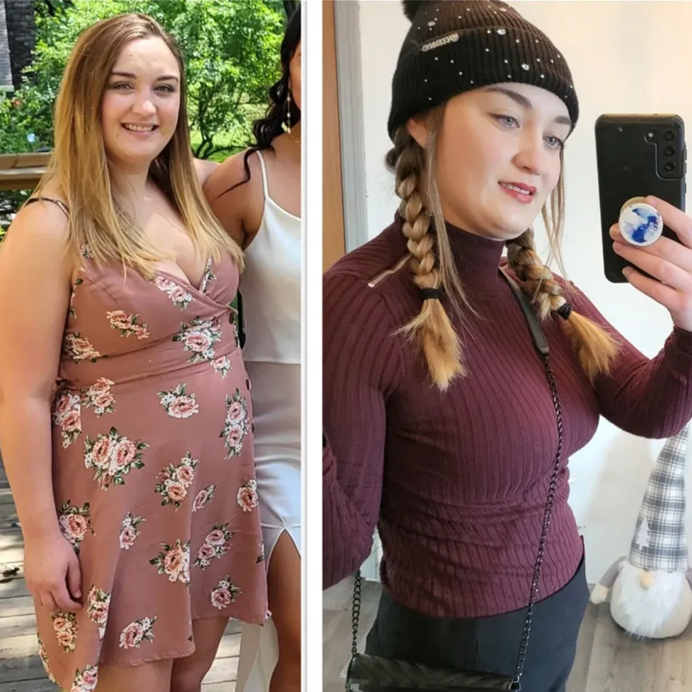 Stephanie, RN before and after — Lost 50 lbs & regained her confidence