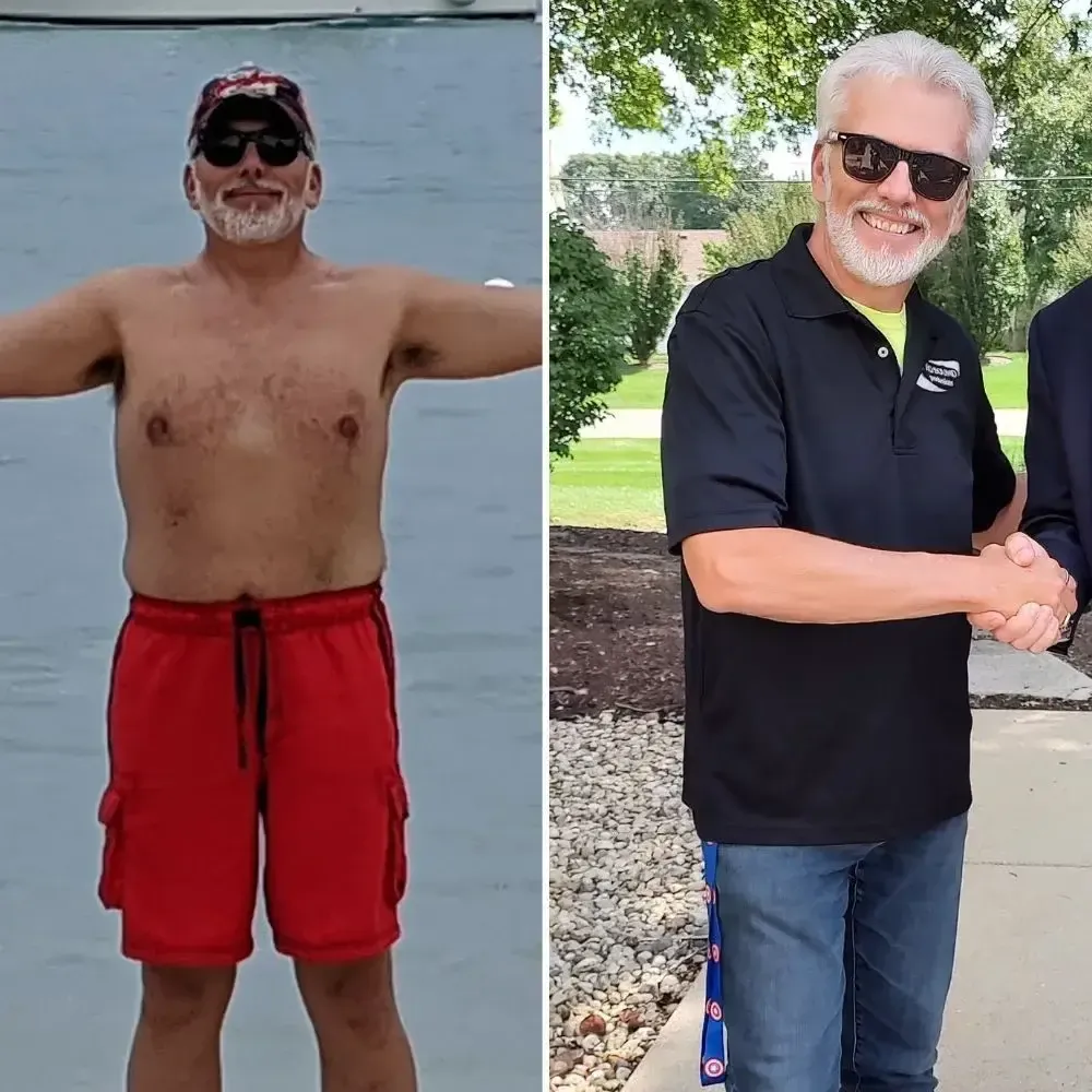 Steve S. before and after — Lost 25 lbs — stronger than ever